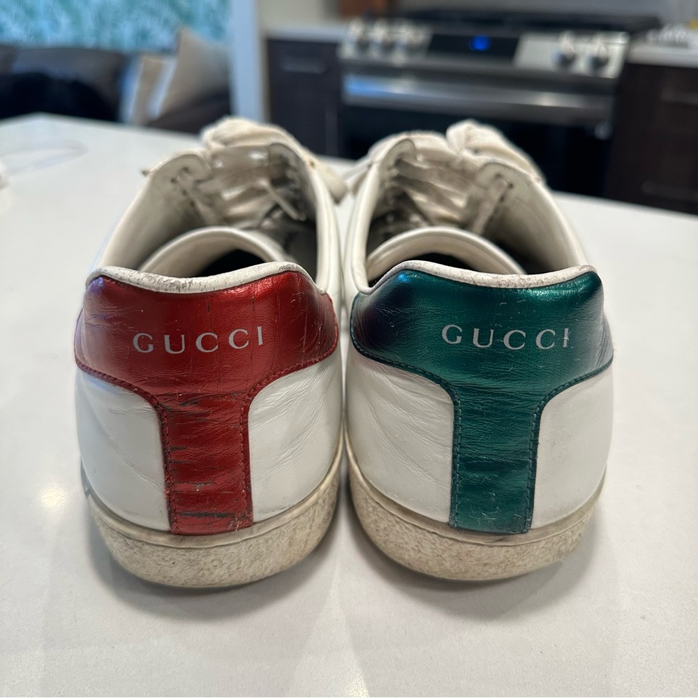 Gucci Ace w/ Bee Leather Low Top Men’s Sneakers - White - Gucci Size 10 - Picture 5 of 8